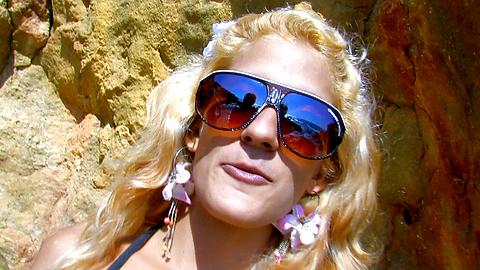 Blond skinny spanish bikini girl fucked at the beach